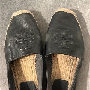 Tory Burch Black Leather Espadrilles